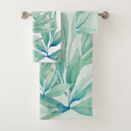 Océano Azul Moderno Plantas Abstractas Acuarela