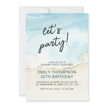 Océano azul veraniego vamos a la invitación Fiesta