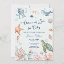 Océano de amor para invitación de baby shower de p