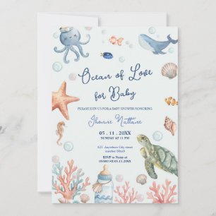 Océano de amor para invitación de baby shower de p