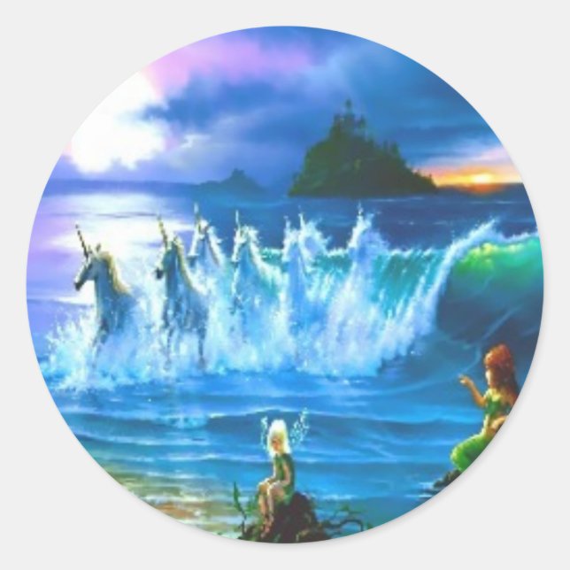 Océano lleno de Pegatinas De Unicornios (Anverso)