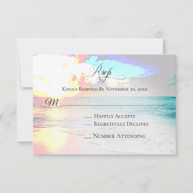 *~* Océano Náutico Exótico - Boda en la playa RSVP (Anverso)