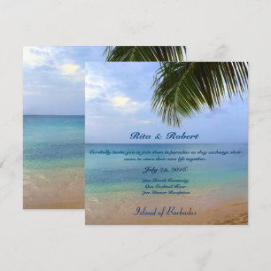 Océano   Palm   Invitación a la boda semi-brillant