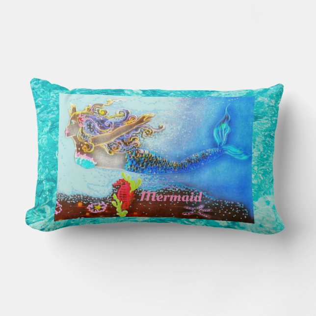 Océano Pastel de Sirena de Almohada de Algodón Per (Anverso)