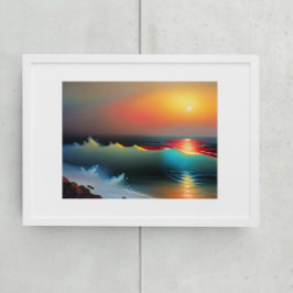 Océano y puesta de sol etéreos Arte de IA