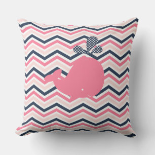 Océanos Animales Pink Ballena Chevron Almohada al 