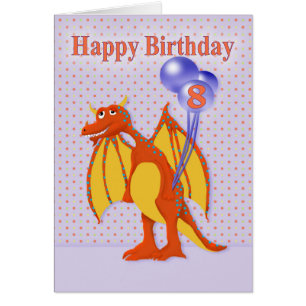 Ocho cumpleaños feliz, dragón lindo del dibujo