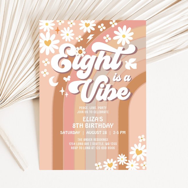 OCHO es una invitación de cumpleaños Vibe Hippie (Subido por el creador)