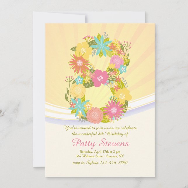 Ocho Es Una Maravillosa Invitación De Cumpleaños (Anverso)