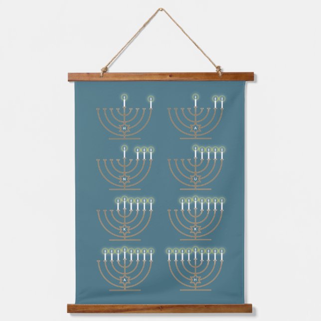 Ocho noches de Hanukkah tapiz colgante (Anverso)