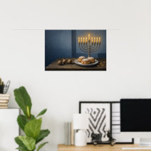 Ocho Noches en la Mesa Póster de Hanukkah