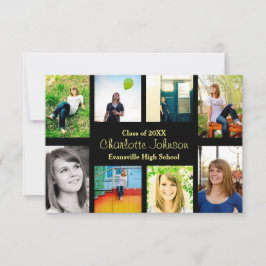 Ocho/Nueve fotos en negro - Invitación 3x5 grad