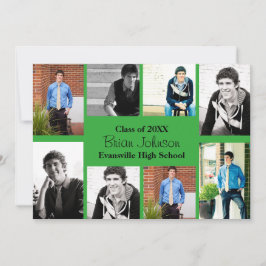 Ocho/Nueve fotos verdes - Invitación de grados