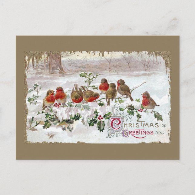 Ocho robots ingleses en la Navidad Holly Vintage (Anverso)