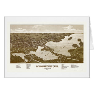 Oconomowoc, mapa panorámico de los WI - 1885