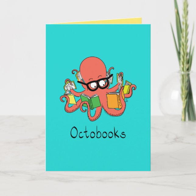 Octoboks - Tarjeta de saludo de libros de lectura  (Anverso)