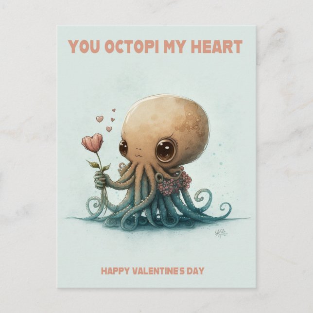 Octopi mi corazón, tarjeta de San Valentín (Anverso)