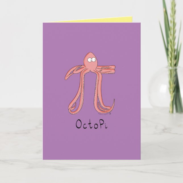 Octopi Octopus Pi Day Graciosa Tarjeta De Saludo (Anverso)