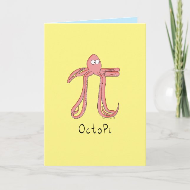 Octopi Octopus Pi Day Graciosa Tarjeta De Saludo (Anverso)