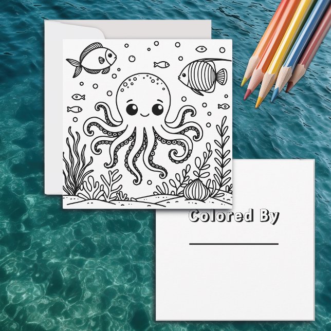 Octopo y pescado | Página de coloreado del niño (Subido por el creador)