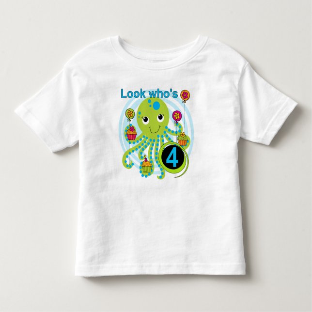 Octopus 4º cumpleaños camisetas y regalos de T (Anverso)