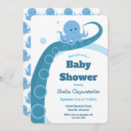 Octopus azul | Invitación de Baby Shower