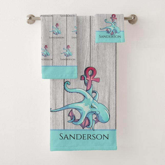 Octopus azul verde azulado Madera gris costera Náu (In situ)