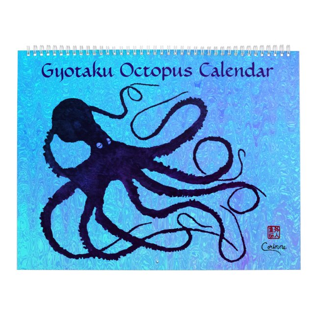 Octopus de Gyotaku - Calendario grande (Tapa)