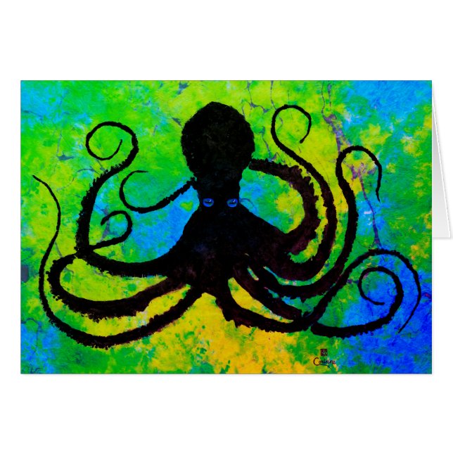 Octopus de Miami con ojos azules - Tarjeta de arte (Anverso (Horizontal))