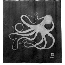 Octopus en gris oscuro - Cortina de ducha