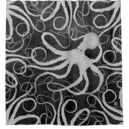 Octopus en Gris oscuro - Cortina de ducha