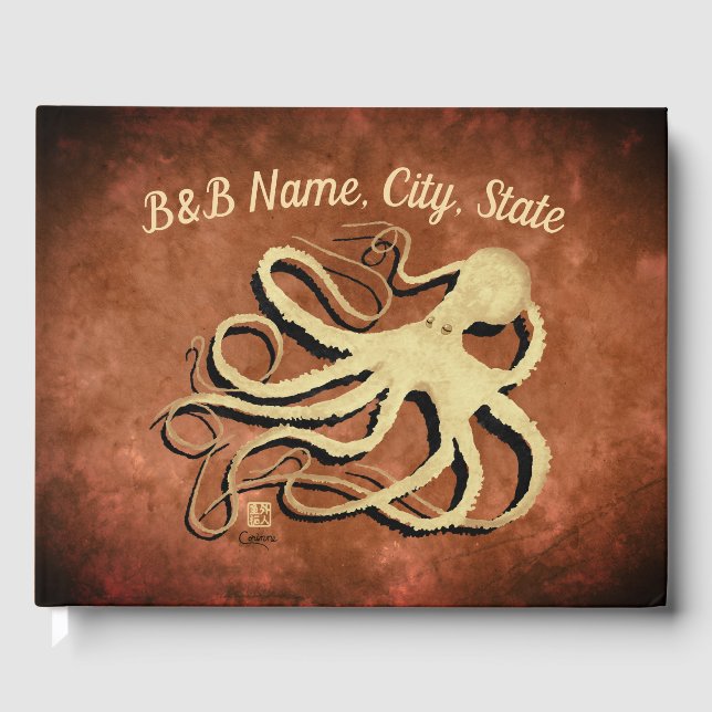 Octopus en marrón vintage - Libro de invitados (Anverso)