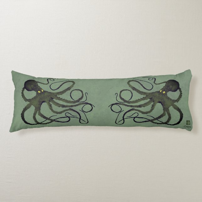 Octopus en verde sabio - almohada corporal (Anverso)