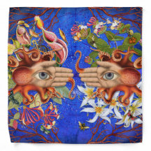 Octopus Floral Bandana Adulto/Grande 22" x 22"