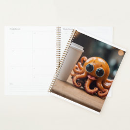Octopus lindo con el planificador de la copa de ca