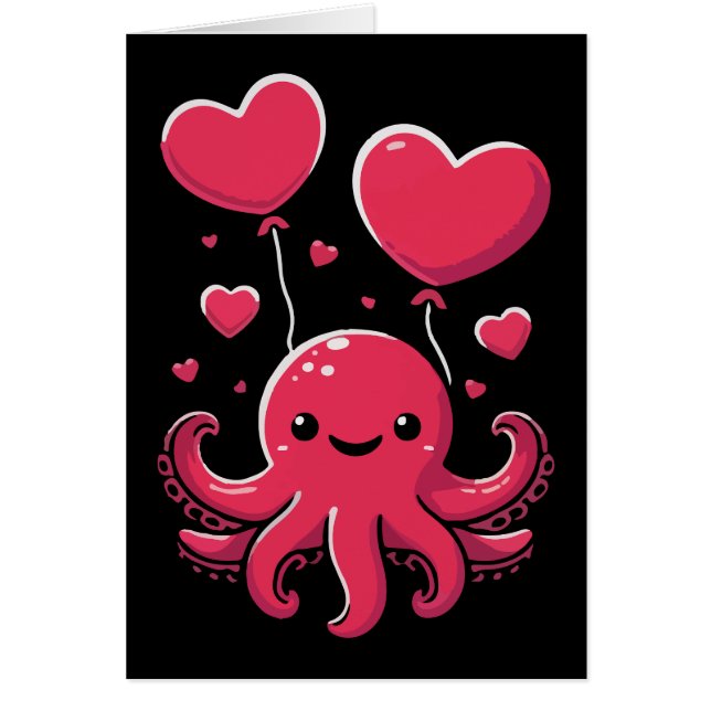 Octopus lindo con globos cardíacos, El día de San  (Frente)