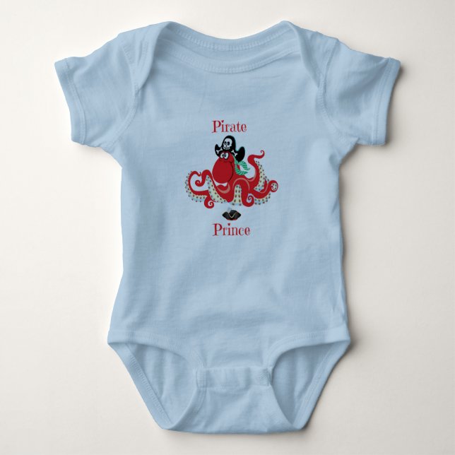 Octopus Pirate Prince Baby Jersey Bodysuit (Anverso)