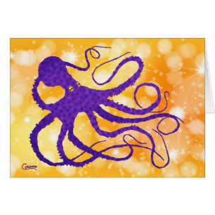 Octopus púrpura - Tarjeta de arte de 7" x 5"