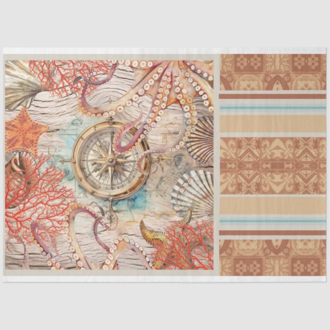 Octopus, recubrimientos de coral rosa, papel de de (Anverso)