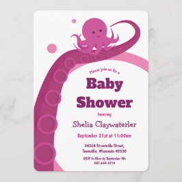 Octopus rosado | Invitación de Baby Shower