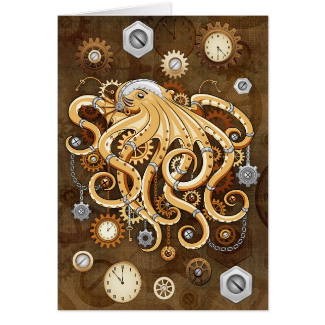 Octopus Steampunk Surreal Retro Style Machine (Frente)
