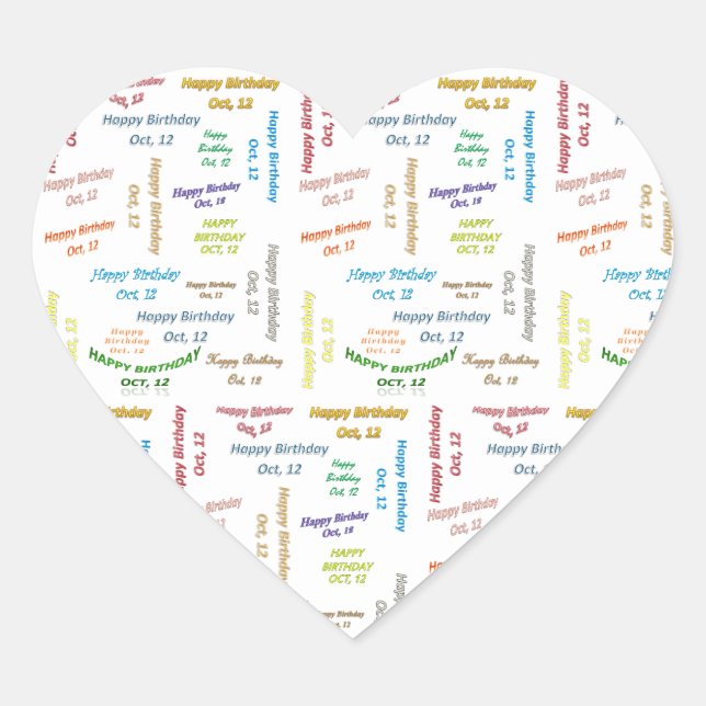 Octubre, 12 Pegatina de cumpleaños (Anverso)