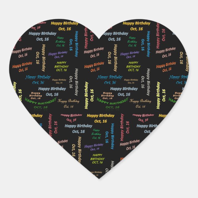 Octubre, 16 Pegatina de cumpleaños (Anverso)