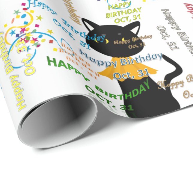 Octubre, 1 cumpleaños de papel de envolvimiento de (Esquina del rollo)