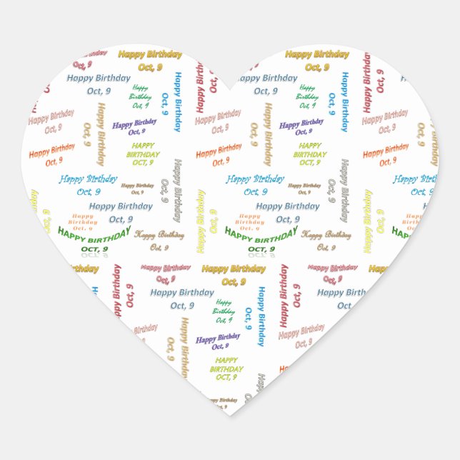 Octubre, 9 Pegatina de cumpleaños (Anverso)