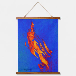 Octubre Tapiz de colores vivos azul profundo y oro