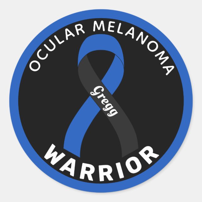 Ocular Melanoma Guerrero Ribbon Pegatina de Ronda  (Anverso)