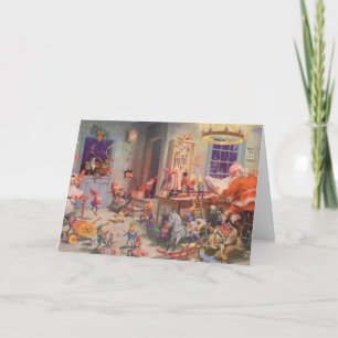 Ocupada tarjeta de taller de Santa Claus