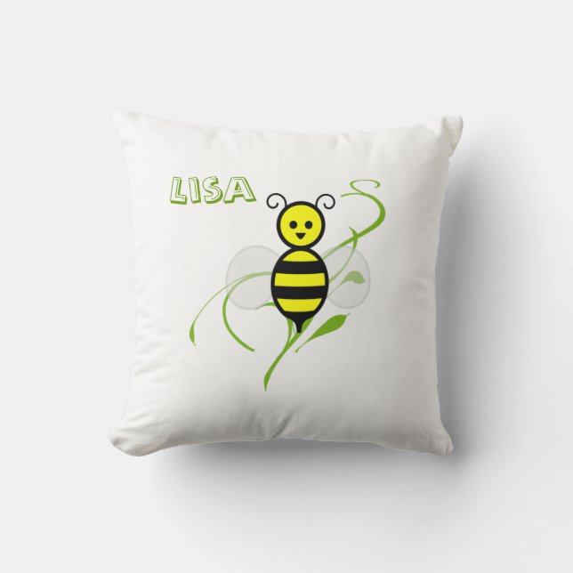 Ocupado como almohada personalizada abeja de la (Anverso)