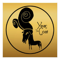 Odd Gold Ram Goat Año chino Zodiac P Poster